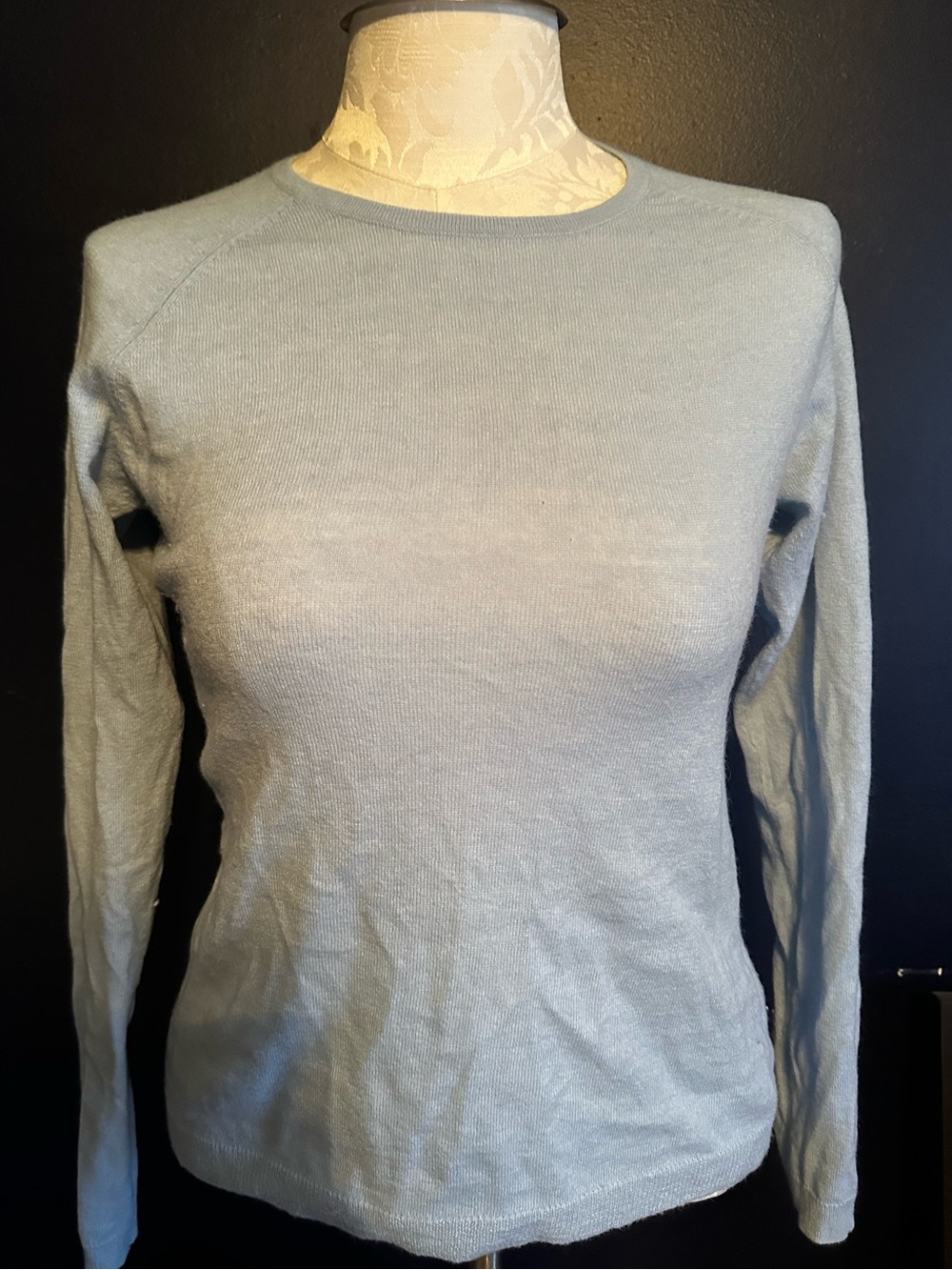 BCBGMaxAzria Pale Blue Long-Sleeve Crewneck Sweater